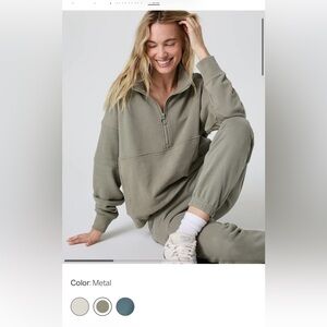 Vuori Sedona rib half zip green large ✨ gorgeous!